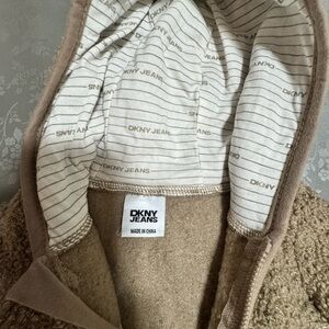 Dkny Kids Tan Sherpa Hooded Puffer Jacket